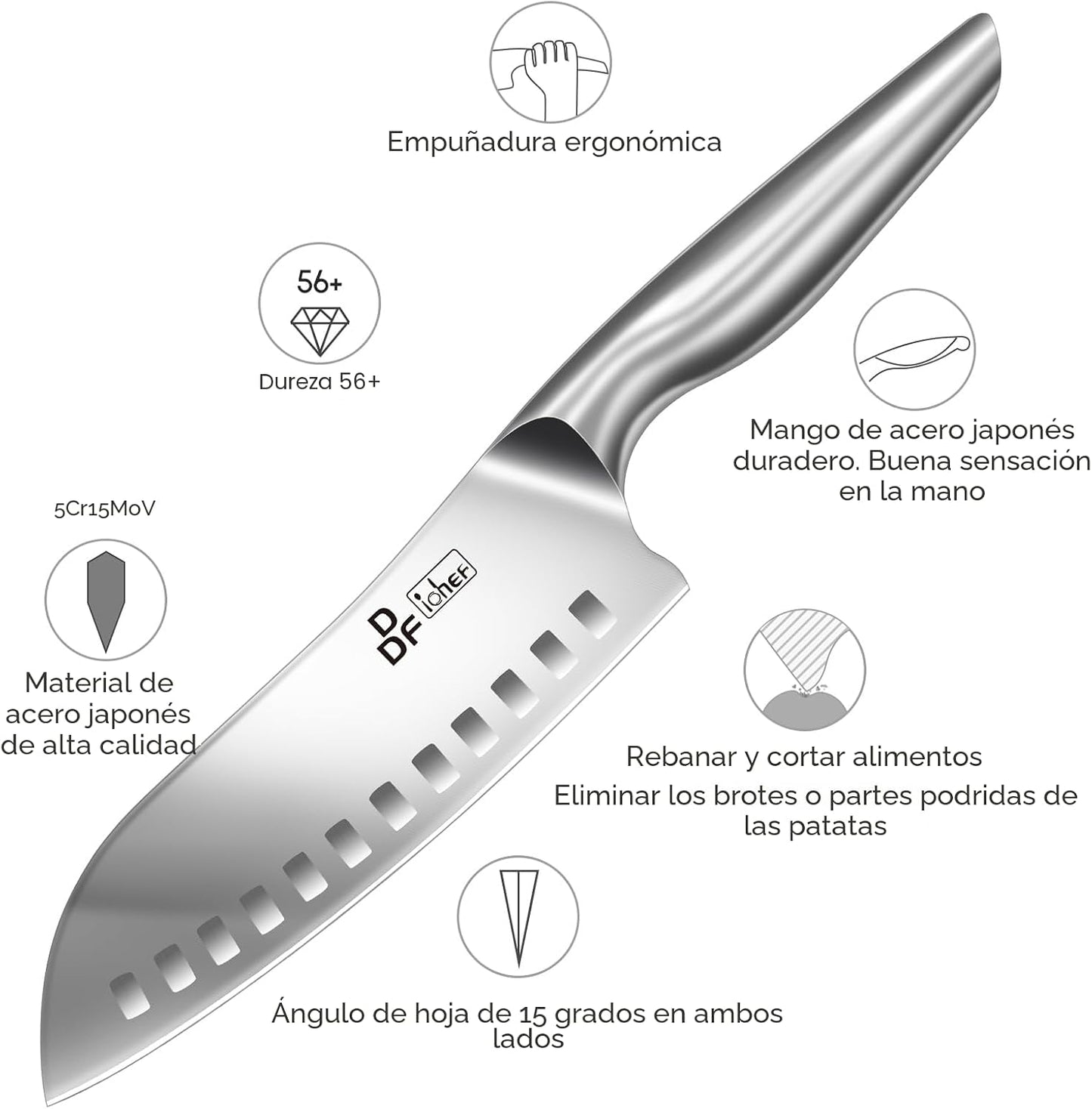 DDF iohEF - Juego de cuchillos de cocina, 4 piezas de cuchillos pro...