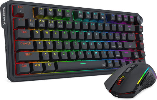Redragon Combo de teclado y mouse para juegos Wilreess de 3 modos S...