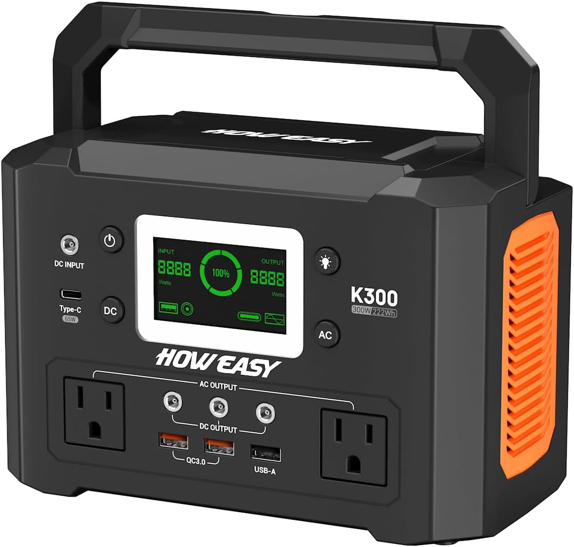 HOWEASY Estación De Energía Portátil 300W,Generador Solar 222Wh | T...