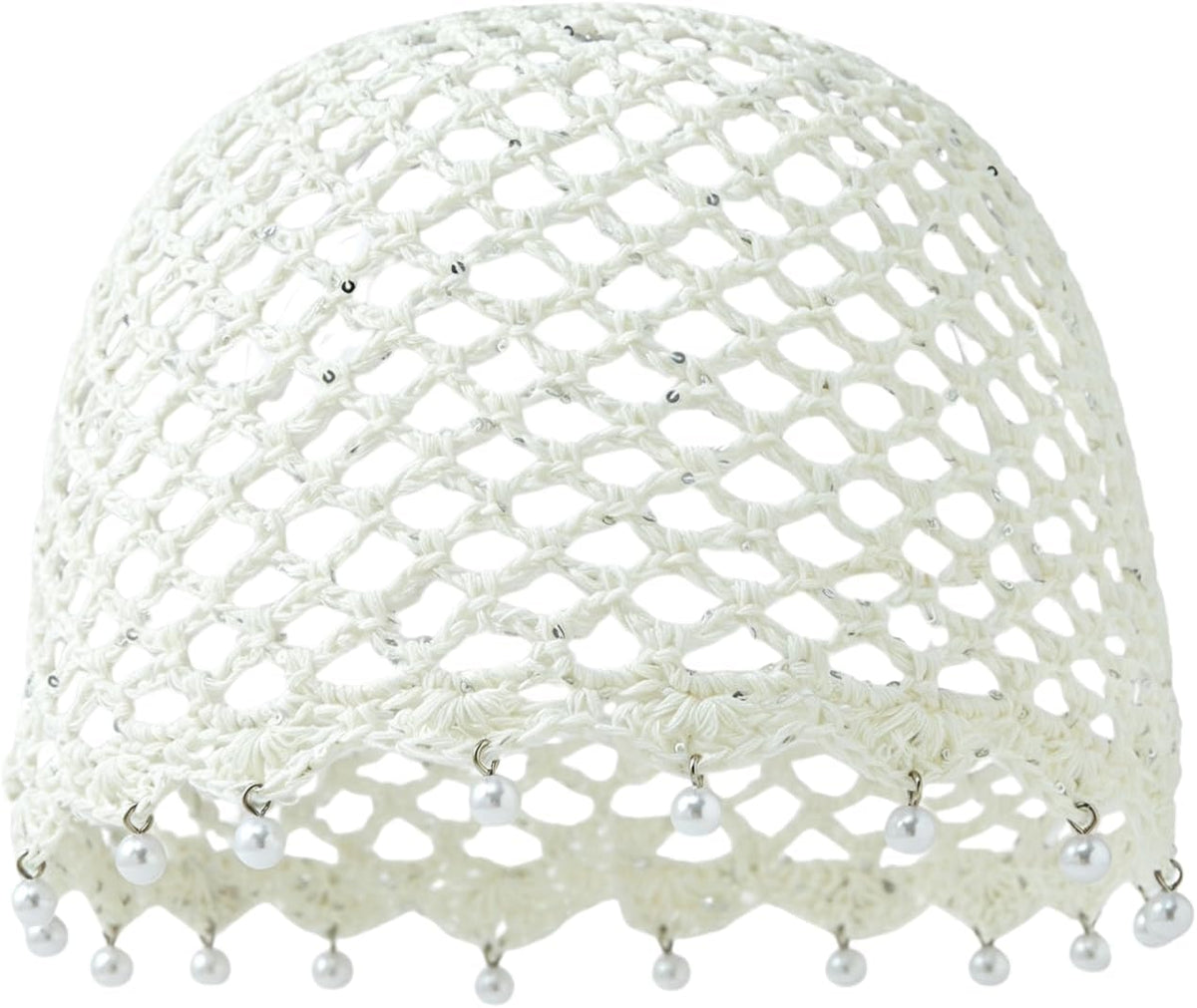 Qkxbxk Gorro de punto hueco con lentejuelas y perlas para mujer, es...
