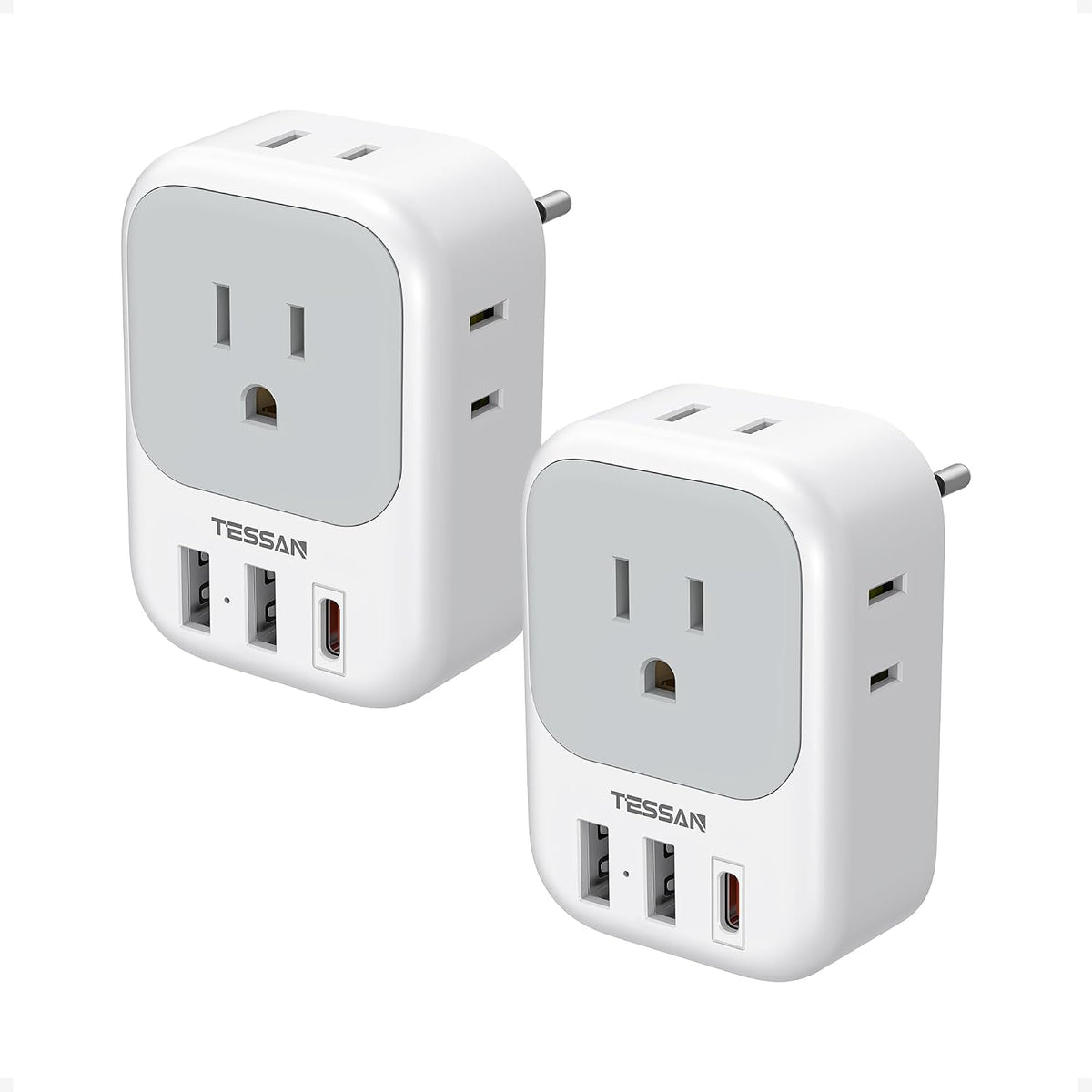 TESSAN Paquete de 2 adaptadores de enchufe de viaje europeos, enchu...