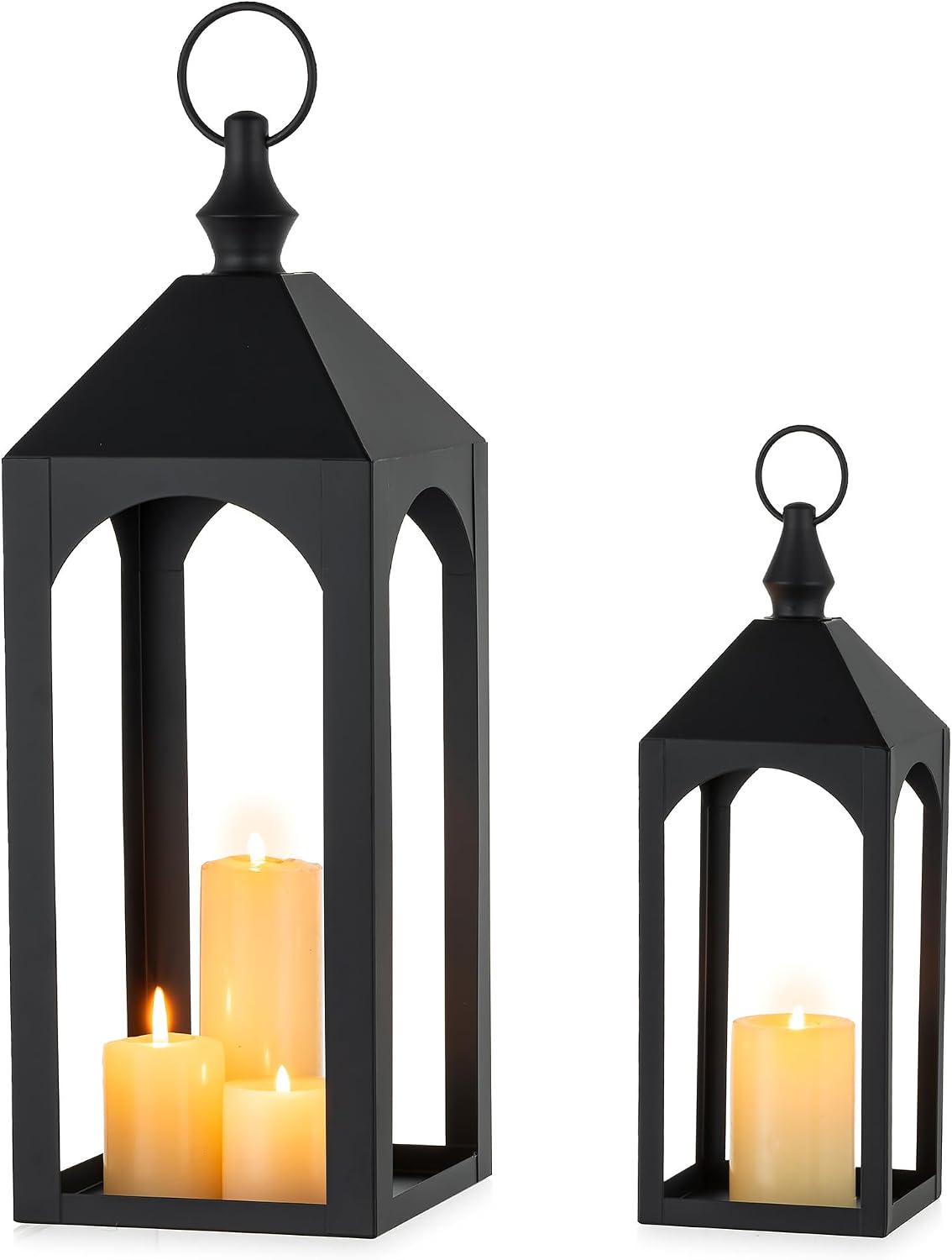 Staymoment Farol de metal negro para exteriores de 17 y 11 pulgadas...