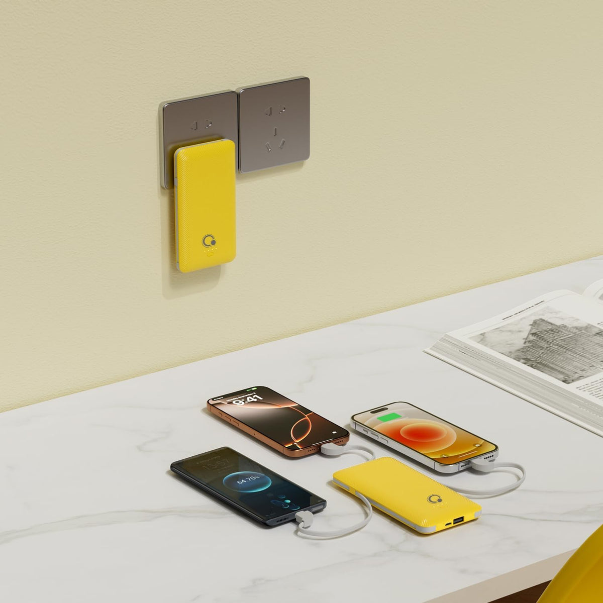 Q Banco de energía de 10000 mAh, cargador portátil delgado, batería...