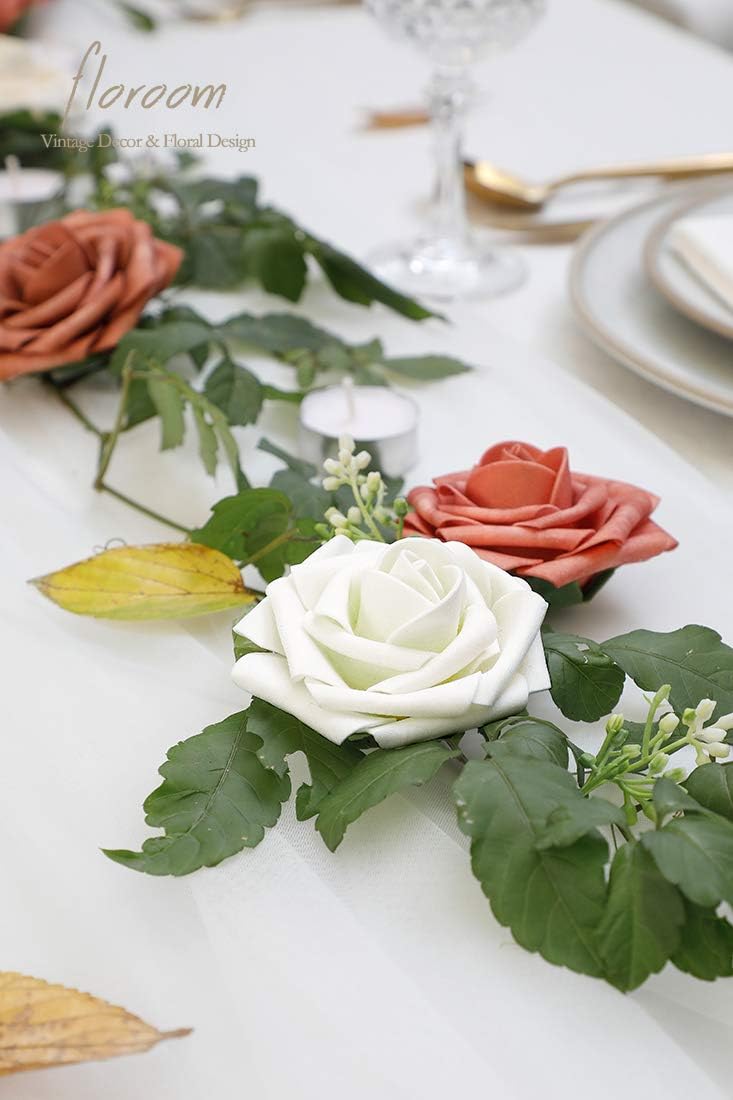 Floroom - Flores artificiales de espuma con aspecto real y tallos,...