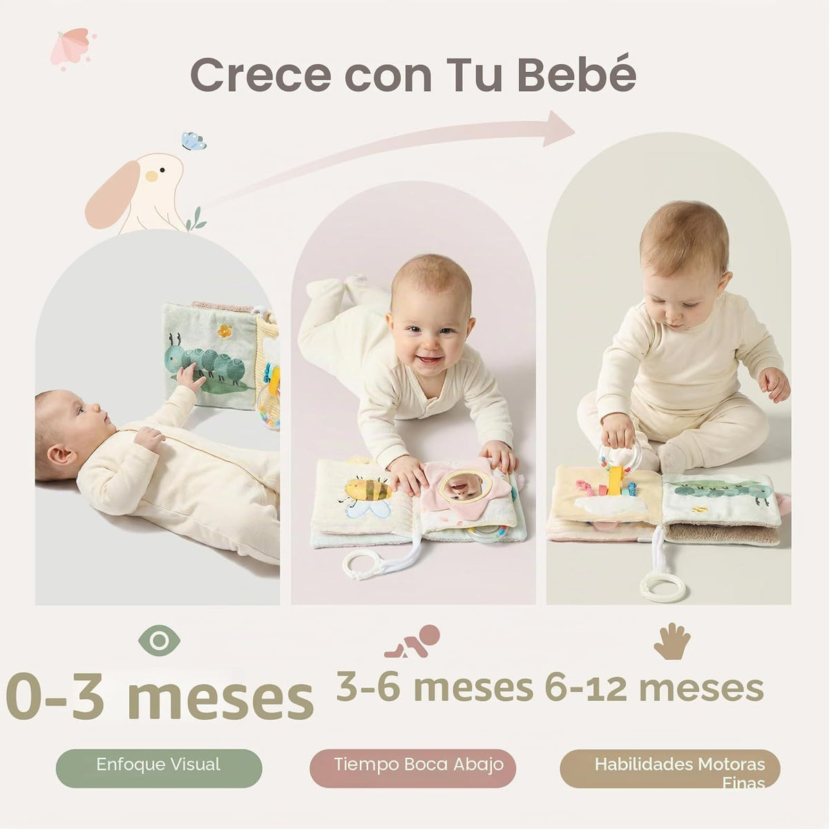 let's make Libro de bebé suave, libros de tela arrugada sensori...