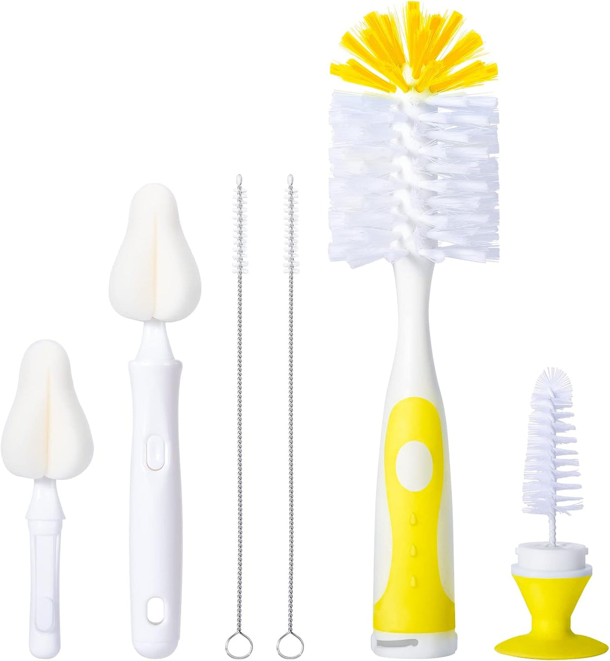 CAREBABYMORE Juego de cepillos para biberones con limpiador de pezo...