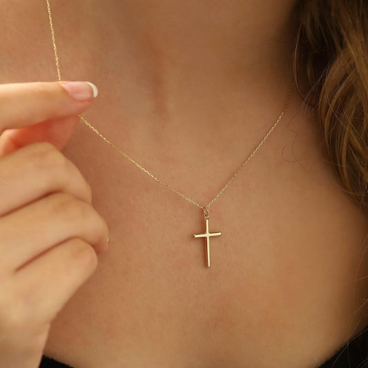 MONOZO - Collar de cruz para mujer, chapado en oro de 14 quilates,...