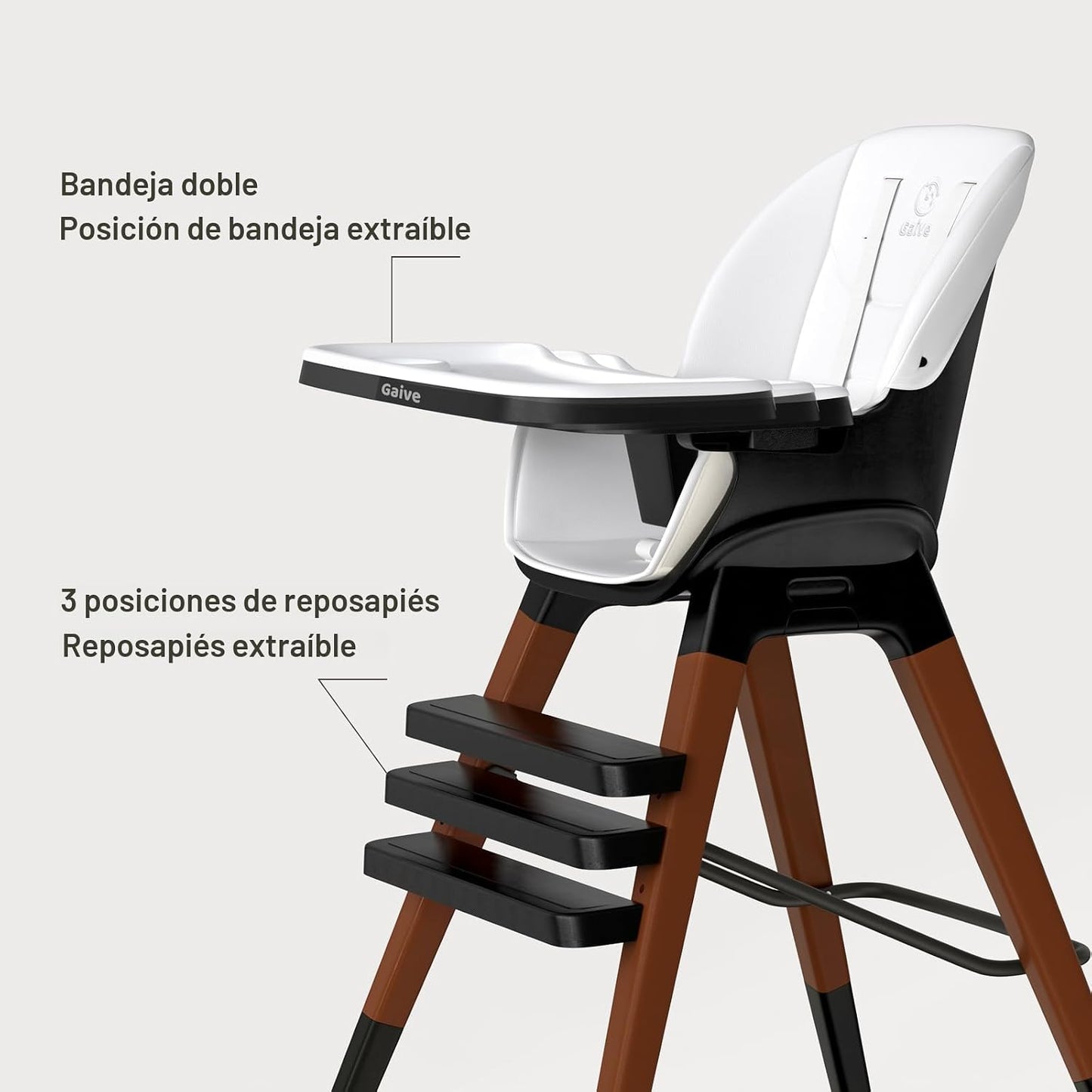 GAIVE Silla alta convertible de madera 8 en 1, silla alta ajustable...