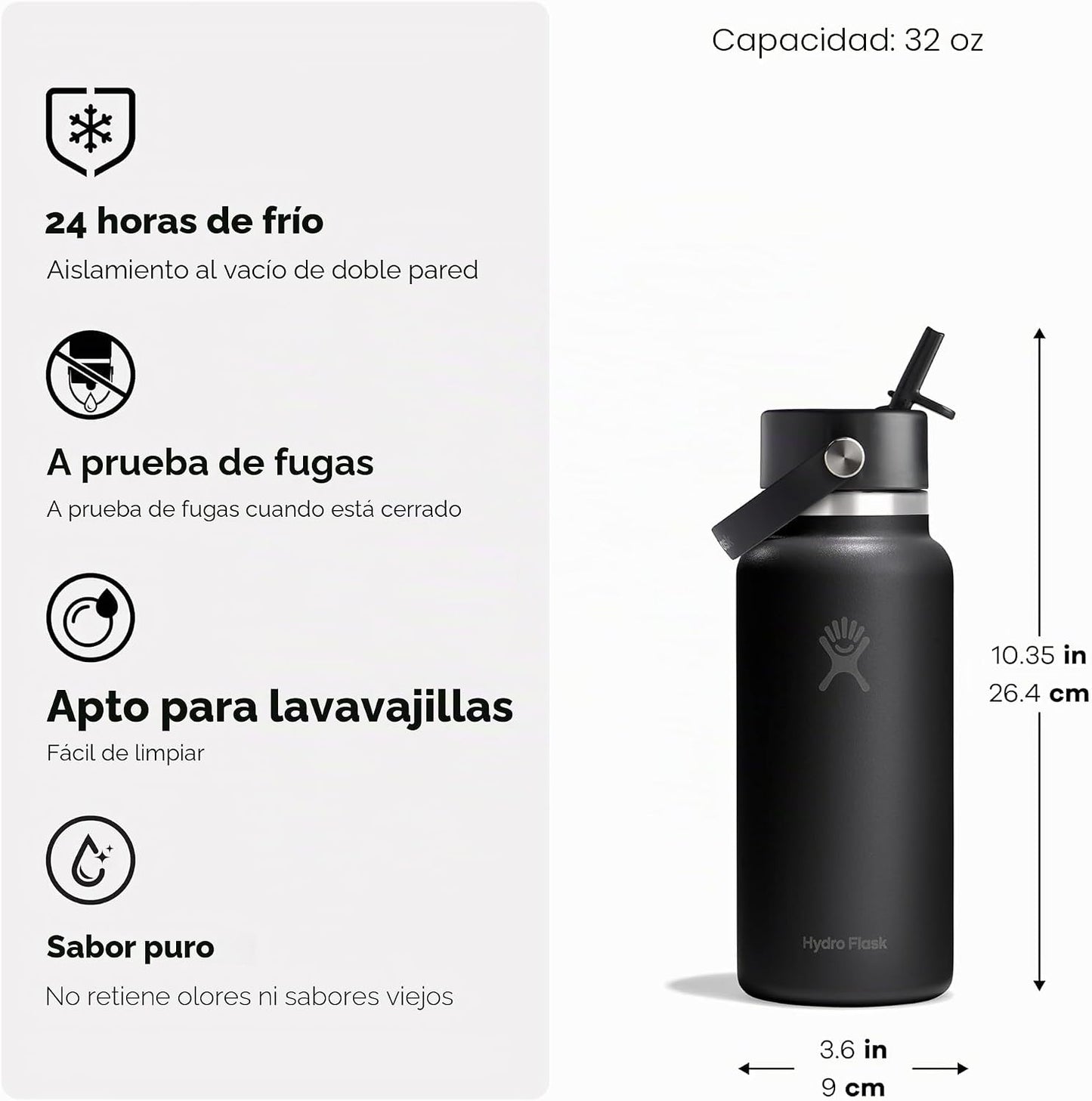 Hydro Flask Botella de agua \u2013 Acero inoxidable aislado \u2013...