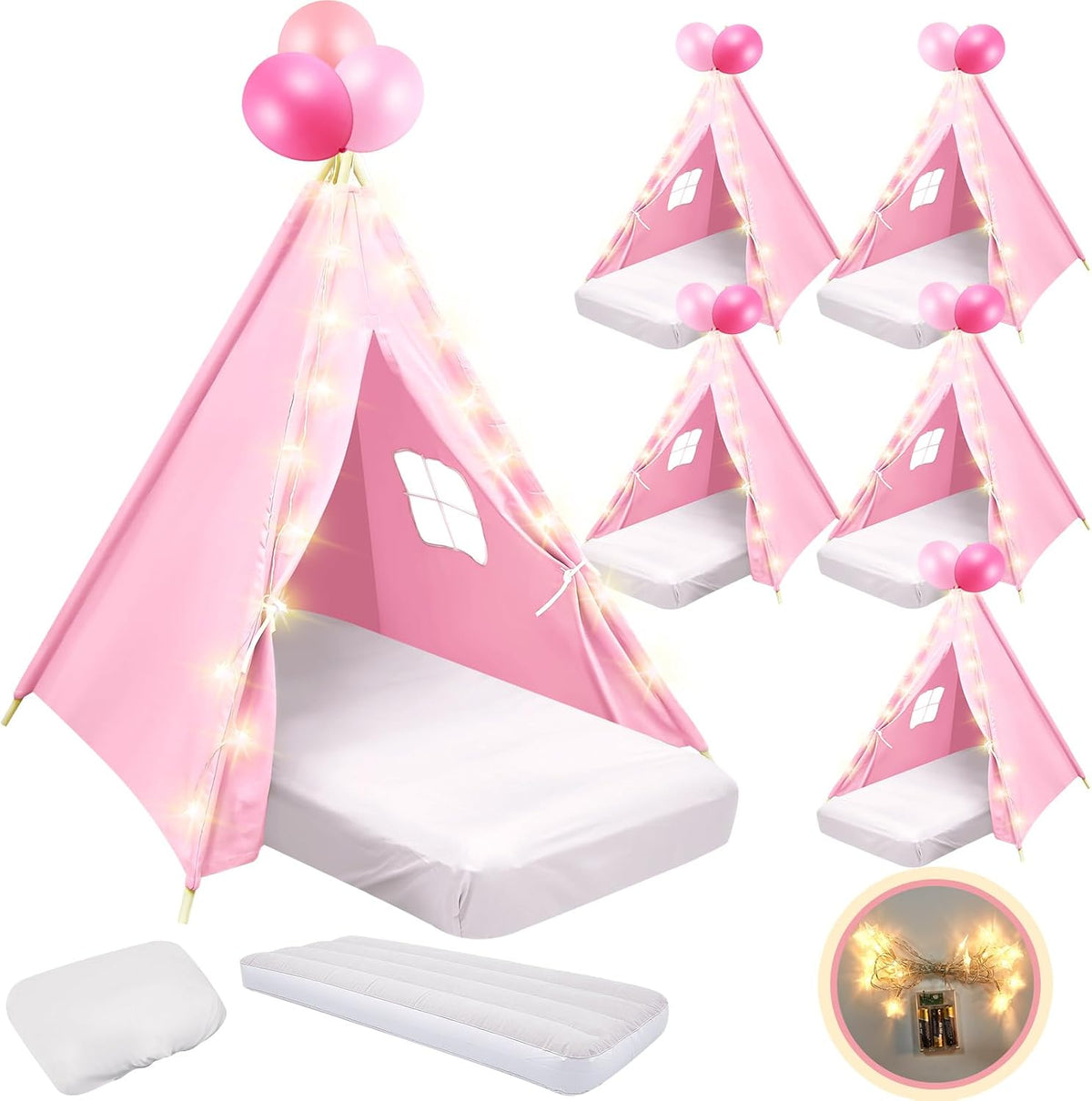 Lemosae - Paquete de 6 tiendas de campaña tipo tipi para niños con...