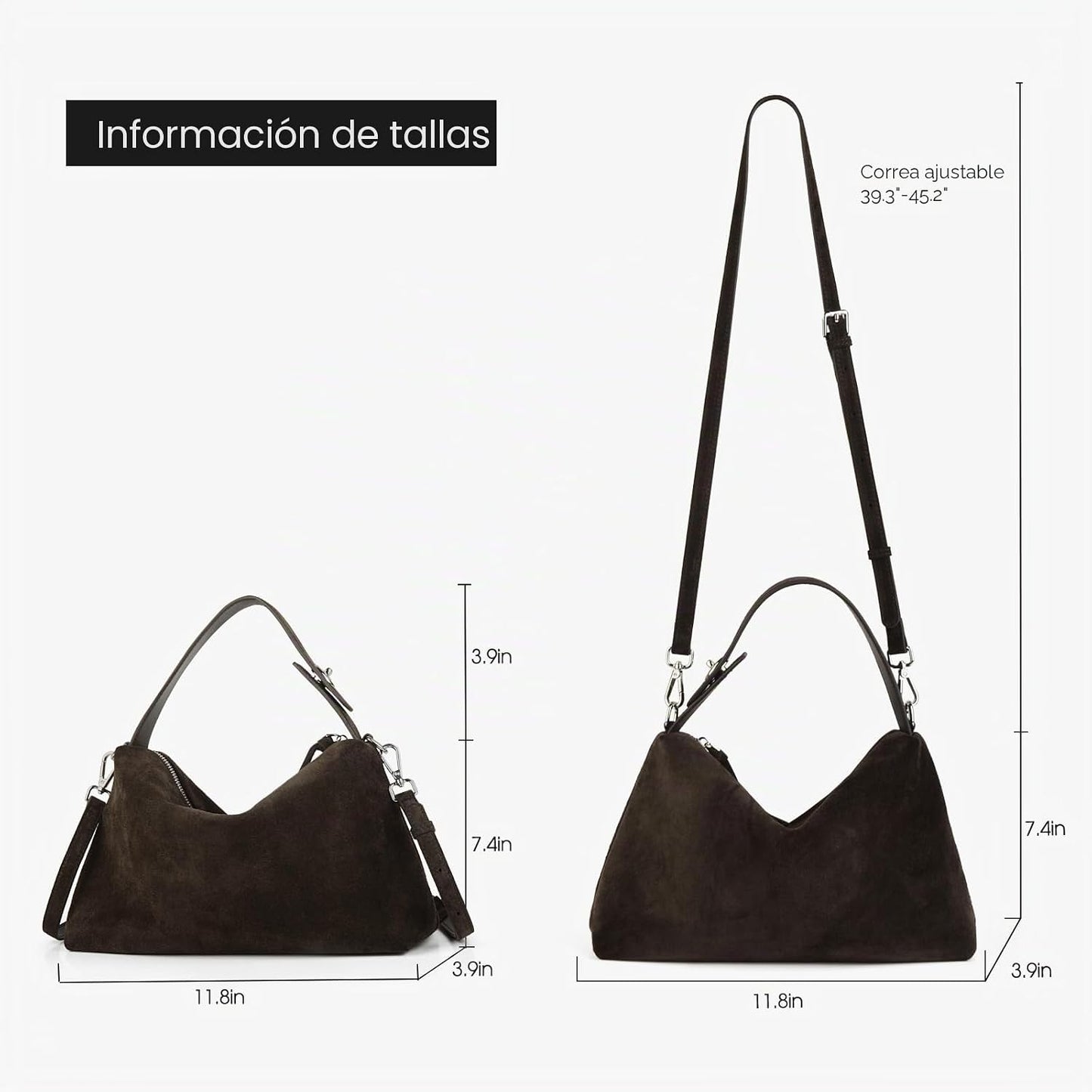 DONNAIN Bolsos cruzados de piel de ante premium para mujer y bolso...