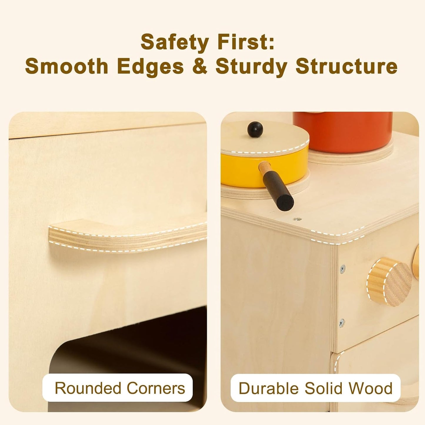 Juego de cocina de madera para niños pequeños, gabinete de cocina p...