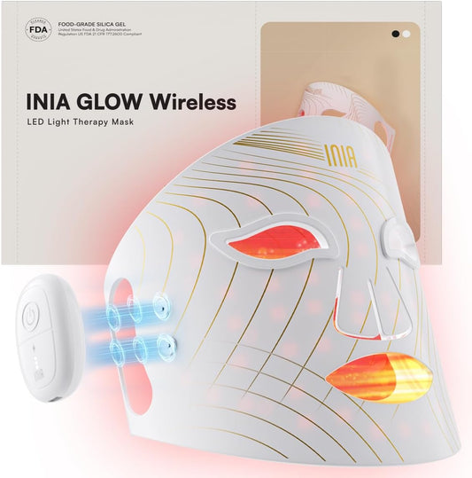 INIA Máscara inalámbrica de terapia de luz roja GLOW para cara, 850...
