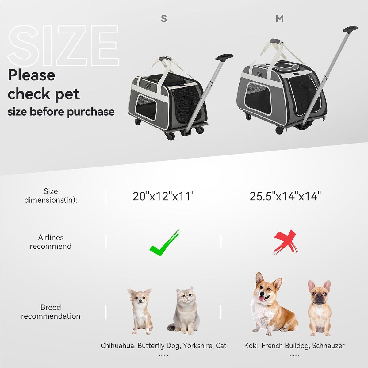 Transportín para animales domésticos Petsfit con ruedas removibles,...