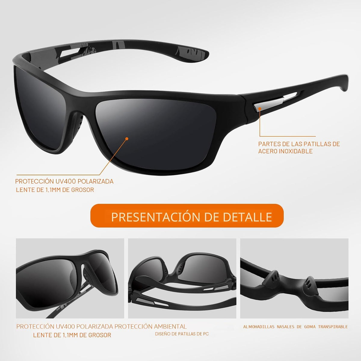 suoso Gafas de sol deportivas polarizadas para hombre: gafas de pro...
