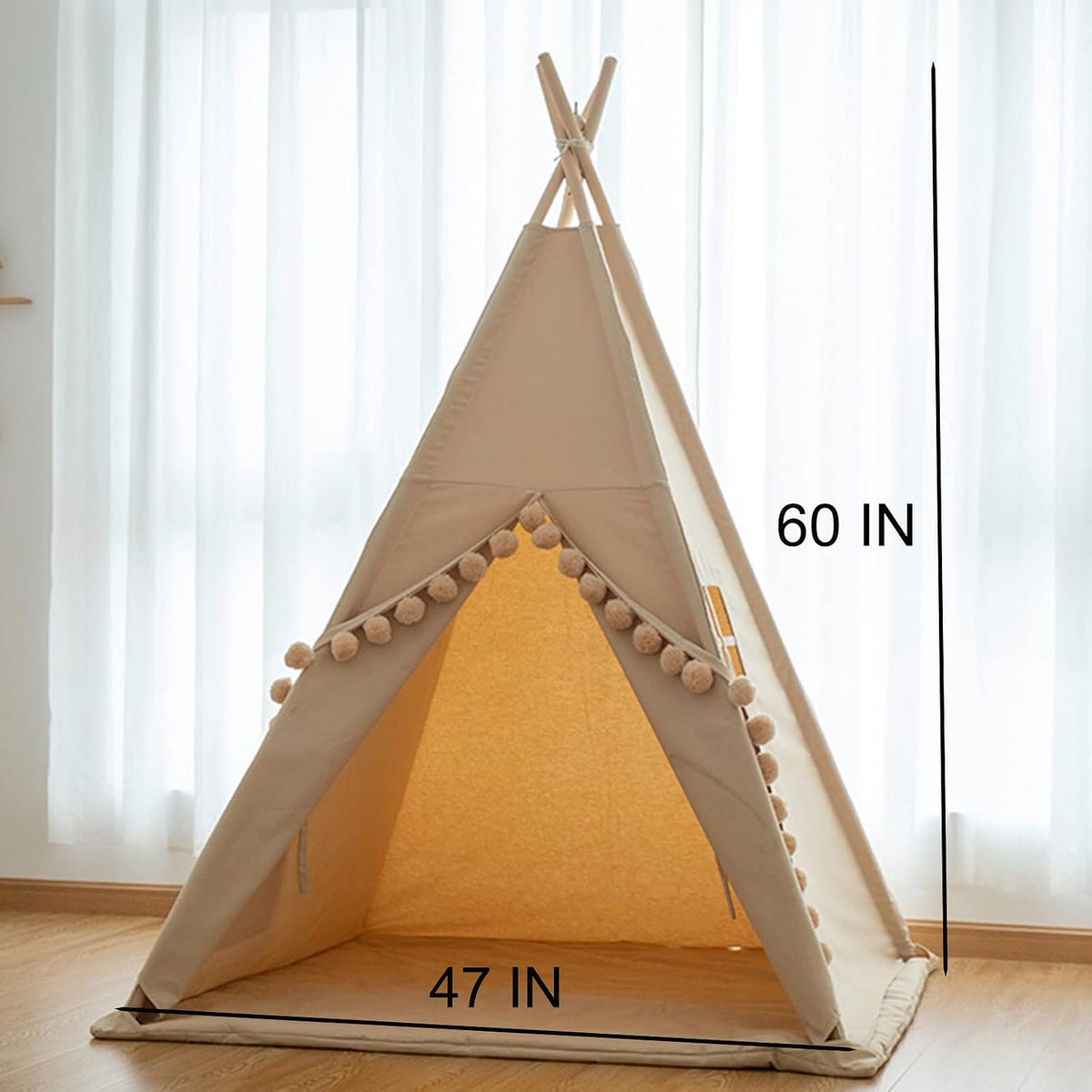 Tipi para niños, carpa de interior con alfombra de piso, bolsa de t...