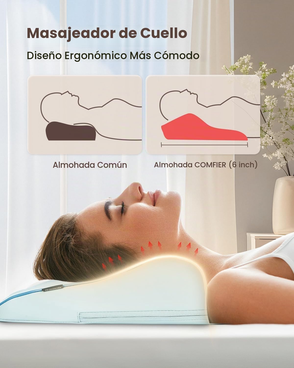 Masajeador de espalda Shiatsu COMFIER con calor y vibración, masaje...
