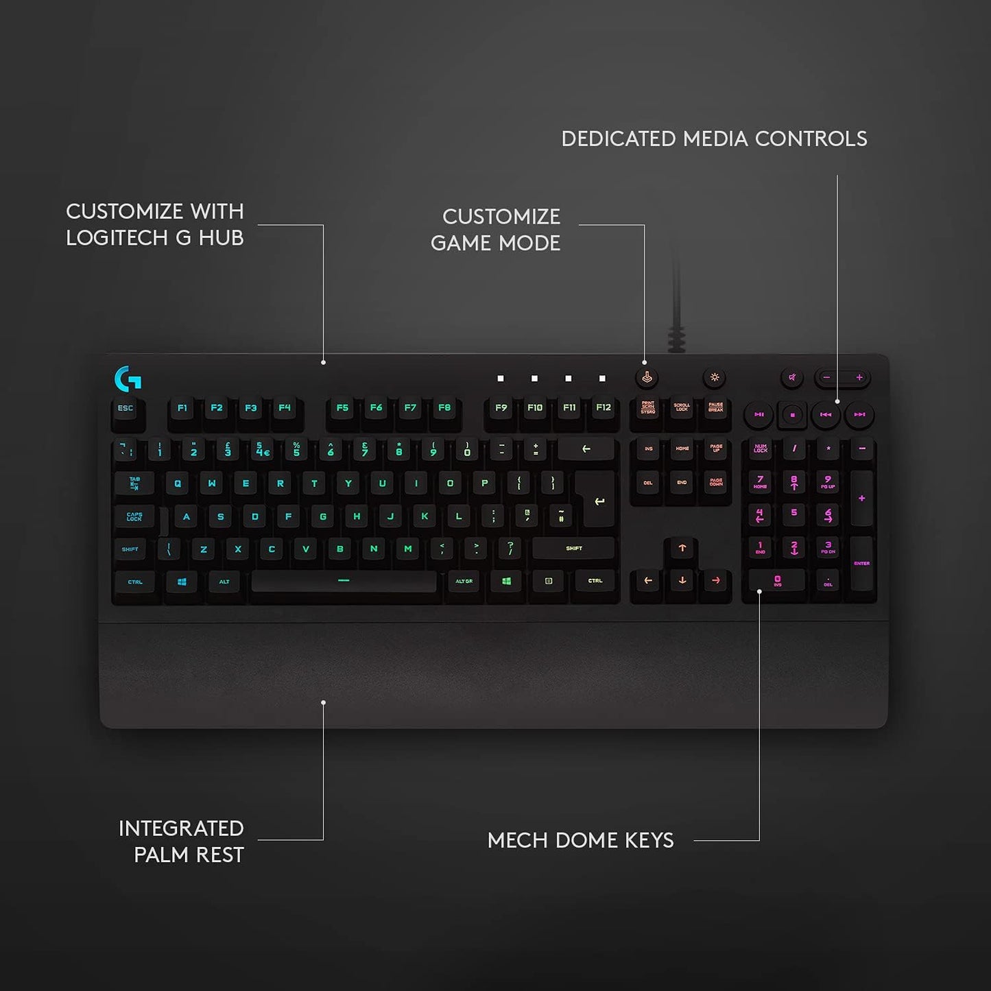 Logitech G213 Prodigy Teclado RGB con cable para juegos - Negro | L...