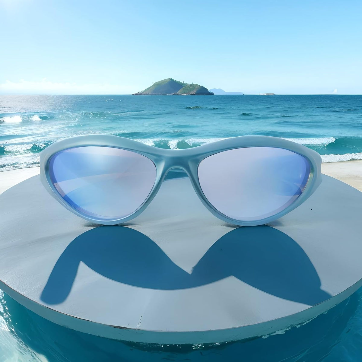 ADE WU Gafas de sol Y2K Rave de moda envolventes gafas de sol depor...