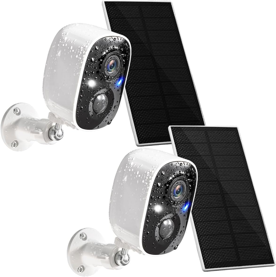 GMK Paquete de 2 cámaras de seguridad solares inalámbricas para ext...