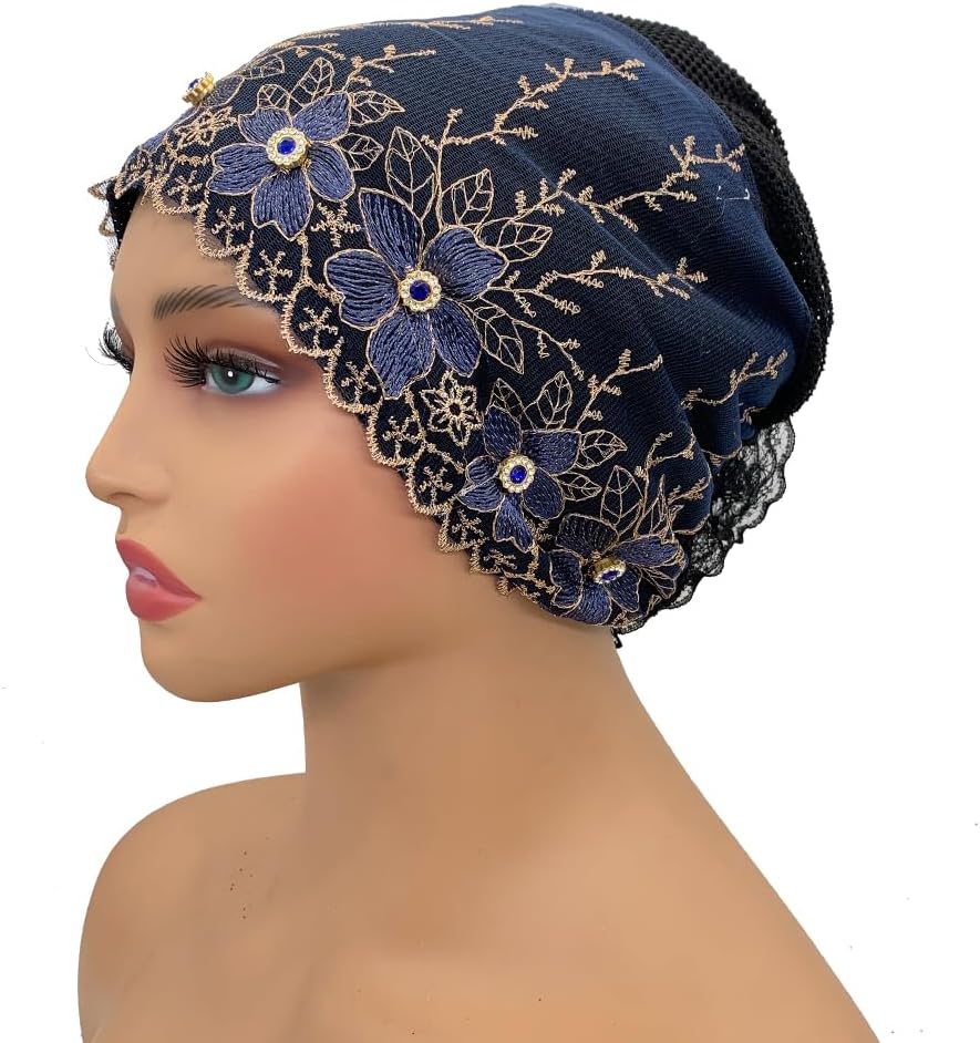 2 unids Floral Bordado Turbante Cap para Mujer Musulmana Señora Env...
