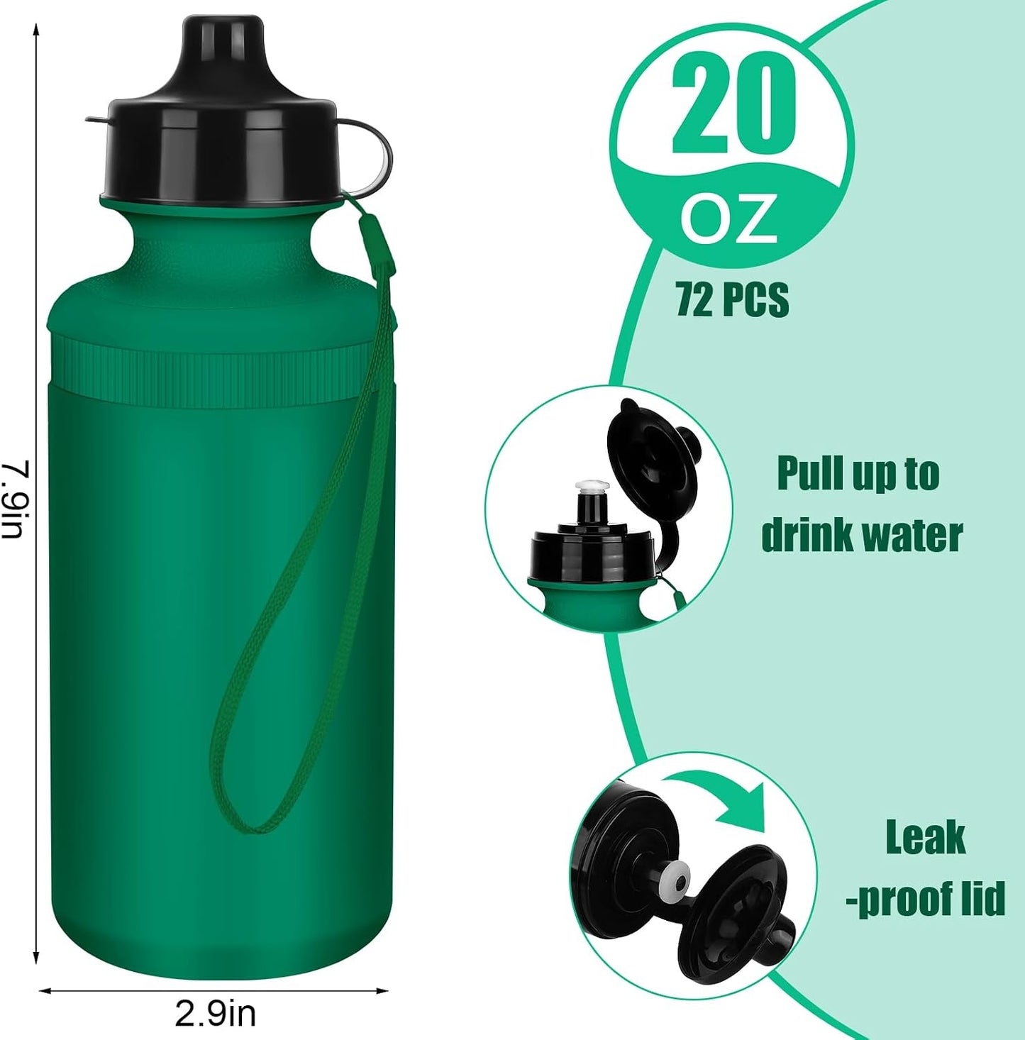 Ziliny 72 botellas de agua deportivas a granel de 20 onzas, botella...