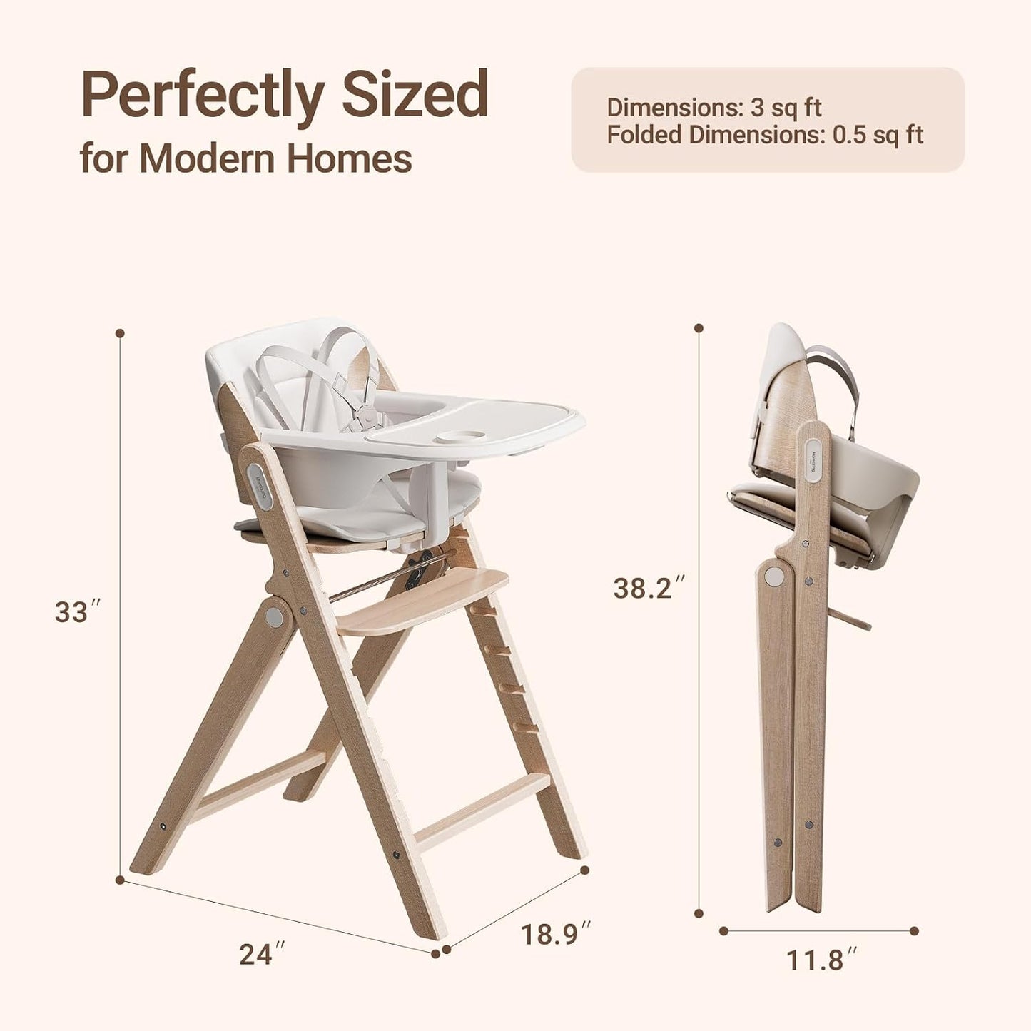 Mamazing GrowPod Pro - Silla alta de madera para bebés de 6 meses a...