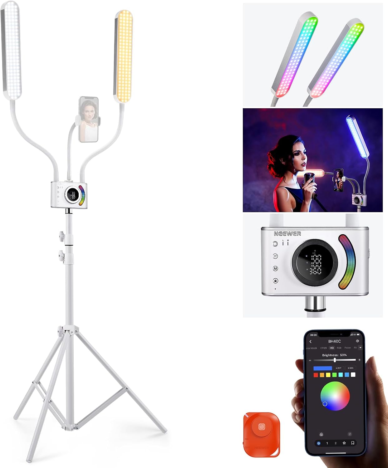 Kit de luz estética RGB NEEWER actualizado con control de aplicació...