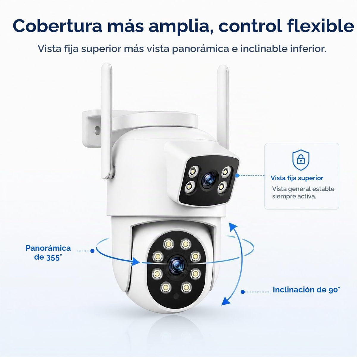 Cámara de seguridad PTZ de doble lente Camcamp 2K para exteriores,...