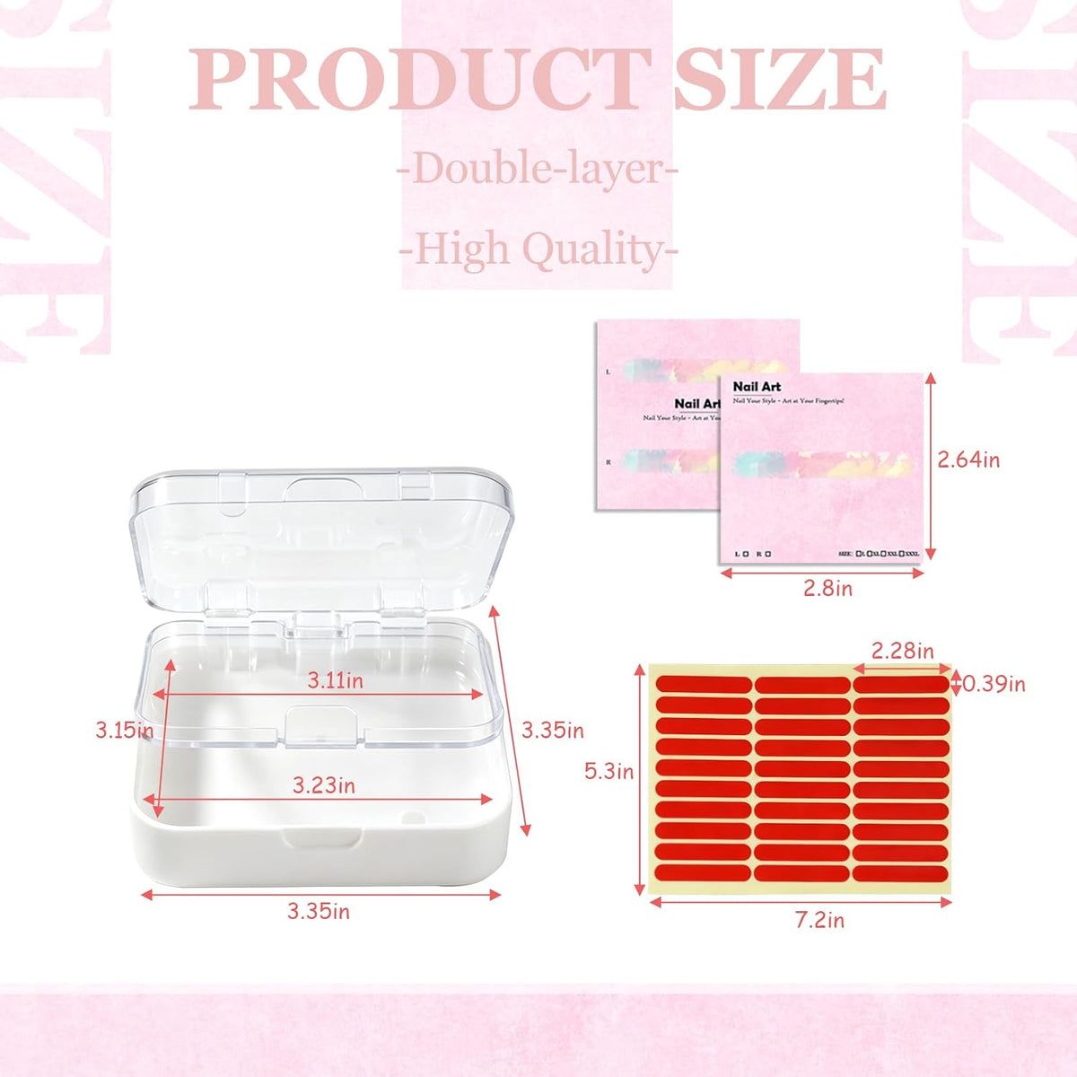 Caja de uñas a presión (blanco, 12 piezas) | Caja organizadora para...
