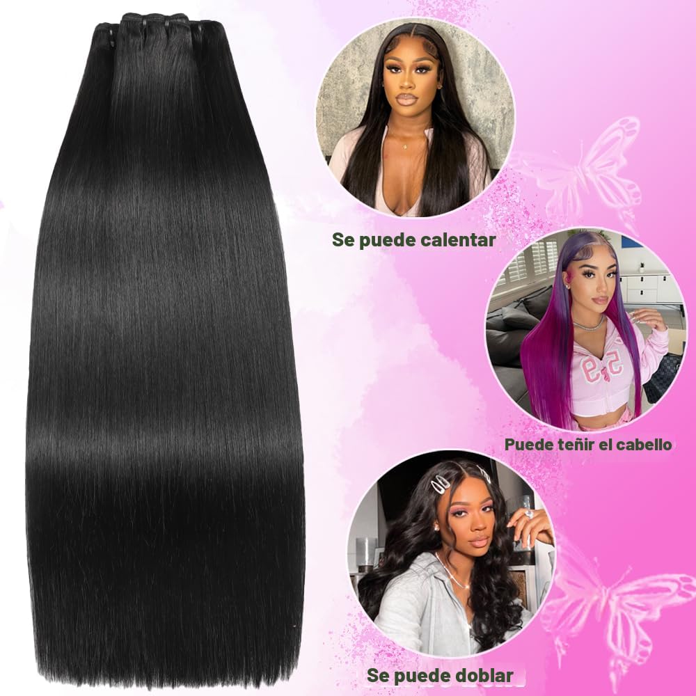 12A paquetes de cabello humano 20 22 24 pulgadas recto 3 paquetes a...