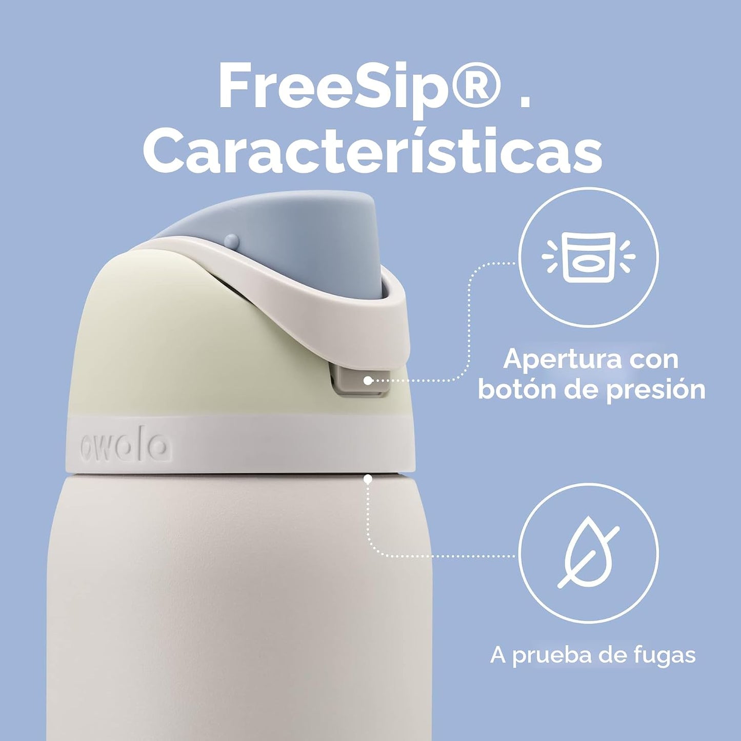 Owala FreeSip - Botellas de agua aisladas de acero inoxidable con p...