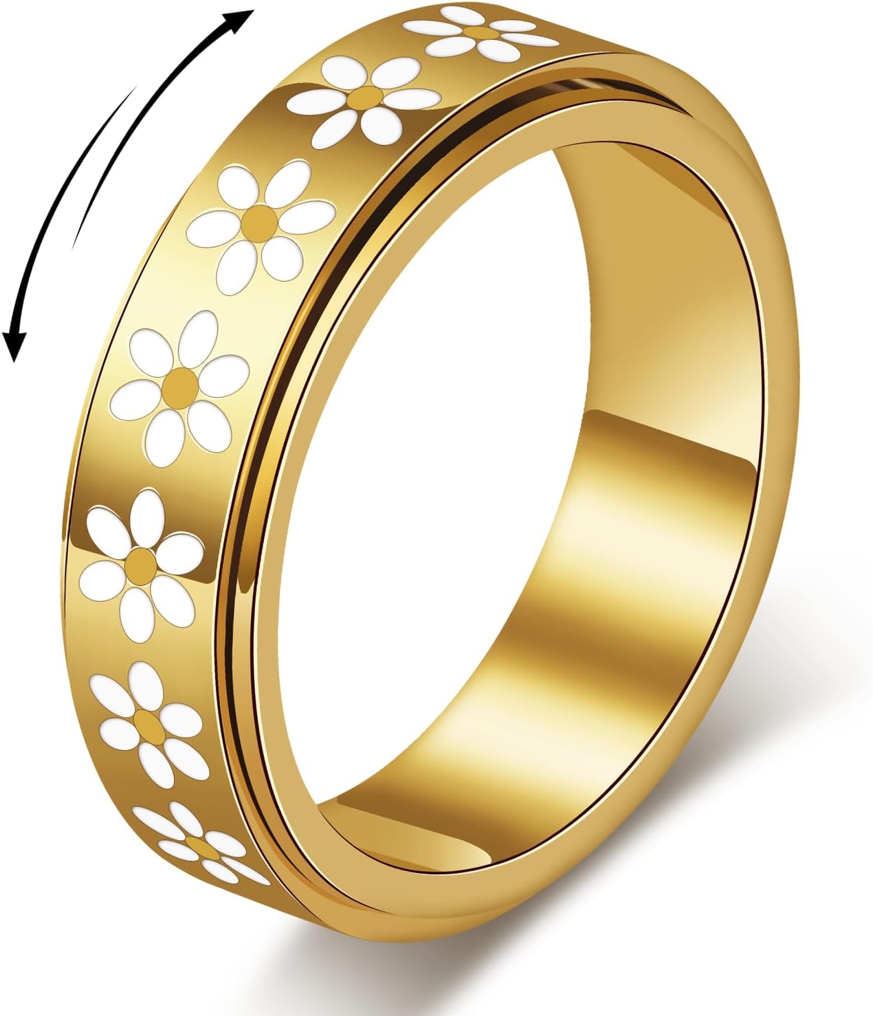 Sfloemm Anillo Daisy Fidget para Alivio de la Ansiedad - Banda Gira...
