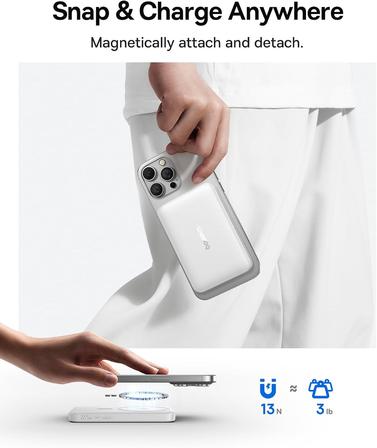 Baseus Cargador Portátil para MagSafe, Qi2 Certificado 15W Banco de...