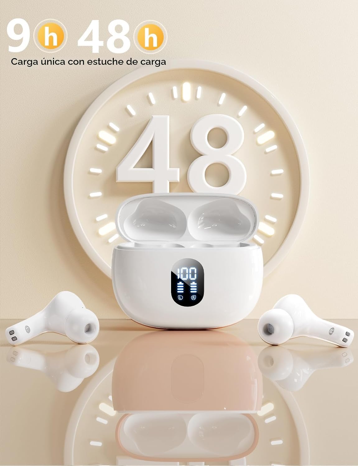 Auriculares inalámbricos, auriculares de bajos profundos de alta fi...