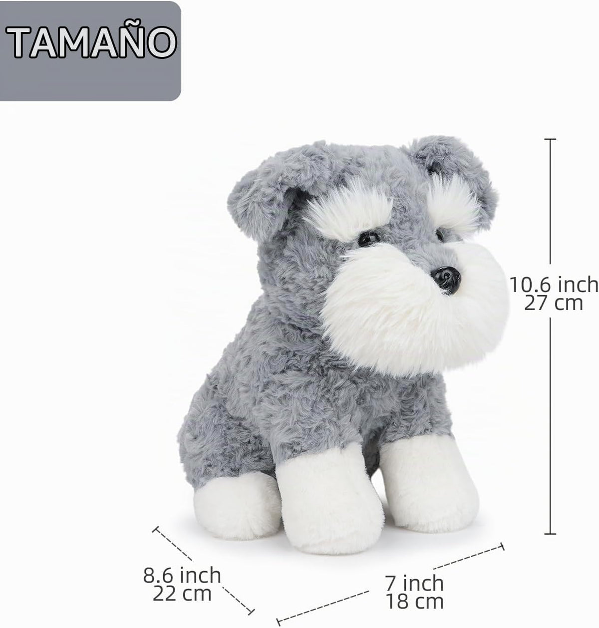 WEIGEDU Schnauzer - Juguete de peluche para perro, 10.6 pulgadas, c...