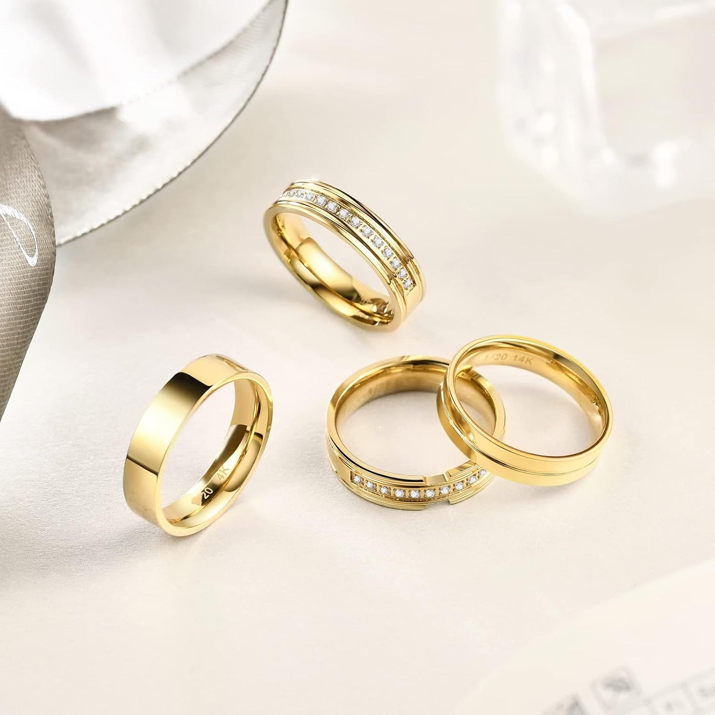 NOKMIT Anillos rellenos de oro de 14 quilates de 0.197 in para muje...