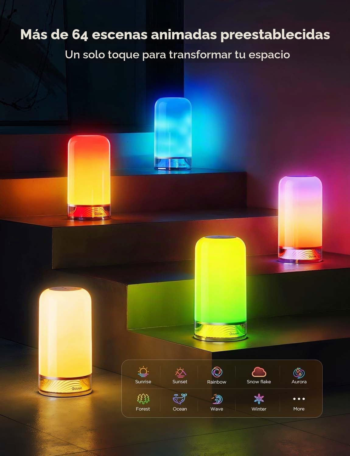 Govee RGBIC - Lámpara de mesa inteligente 2, lámpara de mesa pequeñ...