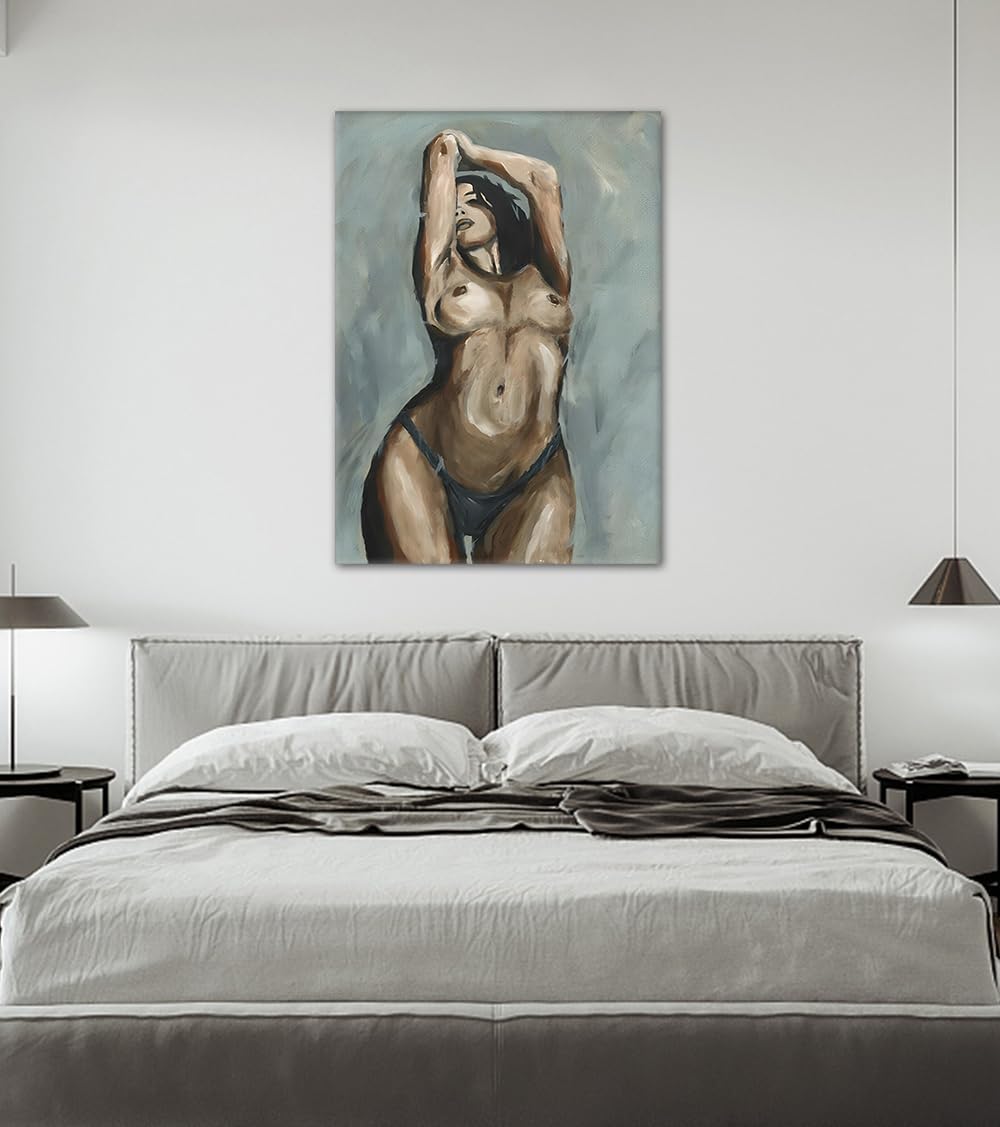 Yeesjoee Lienzo decorativo para pared de mujer sexy en blanco y neg...