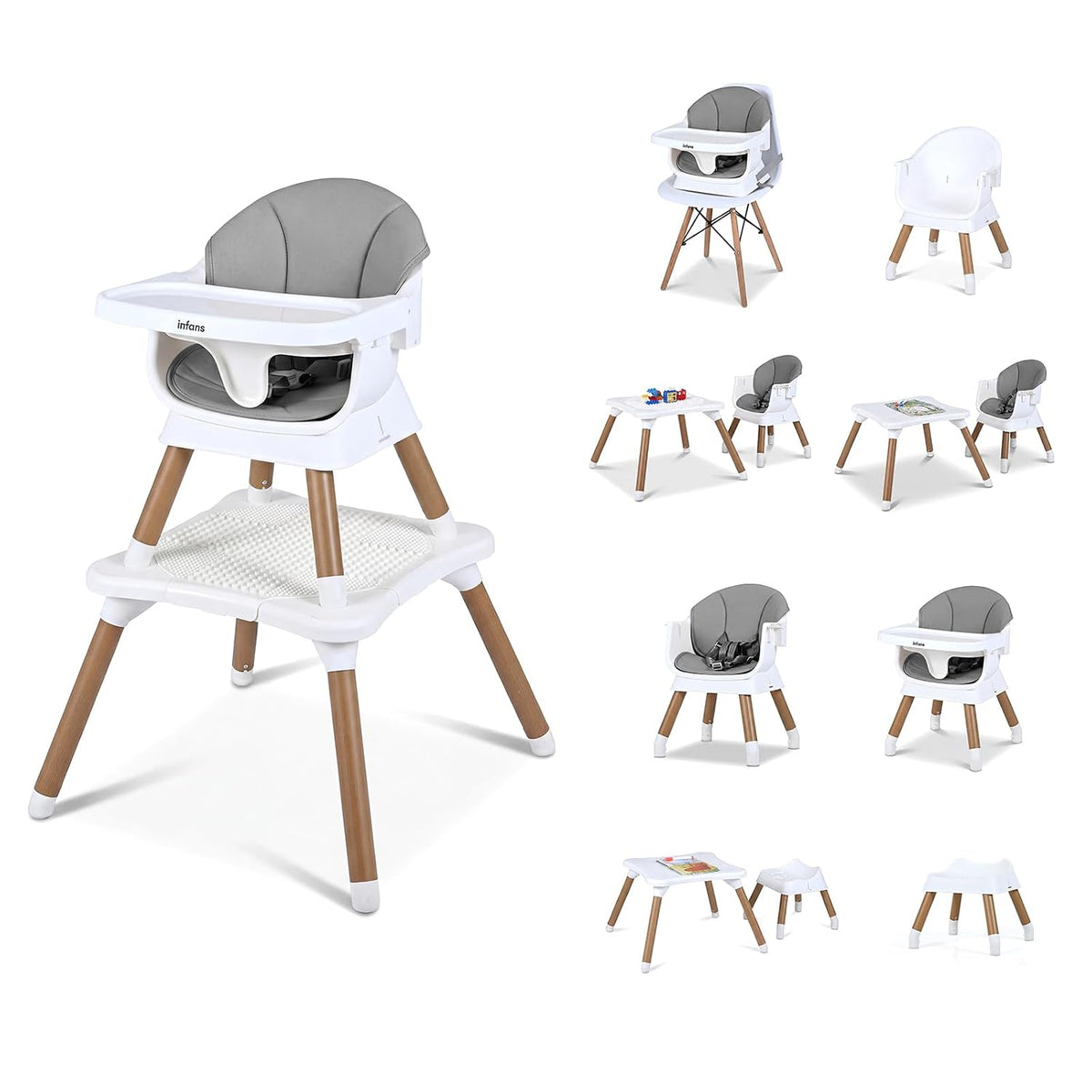 INFANS Silla alta para bebé, silla alta convertible 9 en 1 para beb...