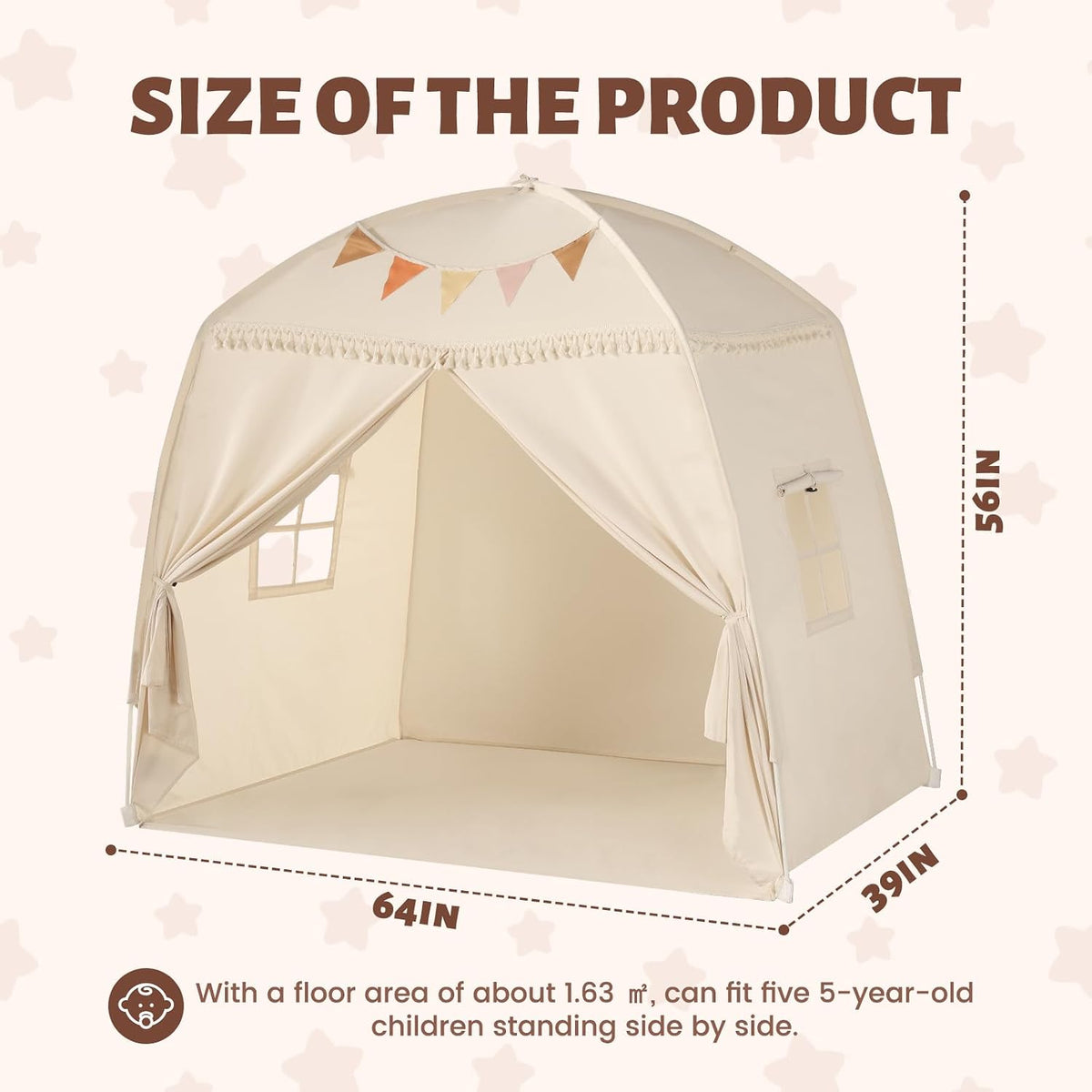 Sumbababy Carpa Tipi Grande para Niños: con Luces de Estrellas y Ba...