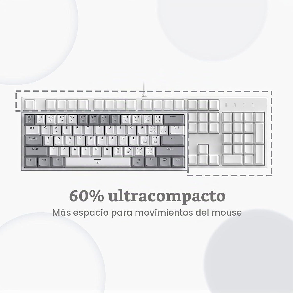 Redragon K617 Fizz - Teclado con cable para juegos RGB 60%, teclado...