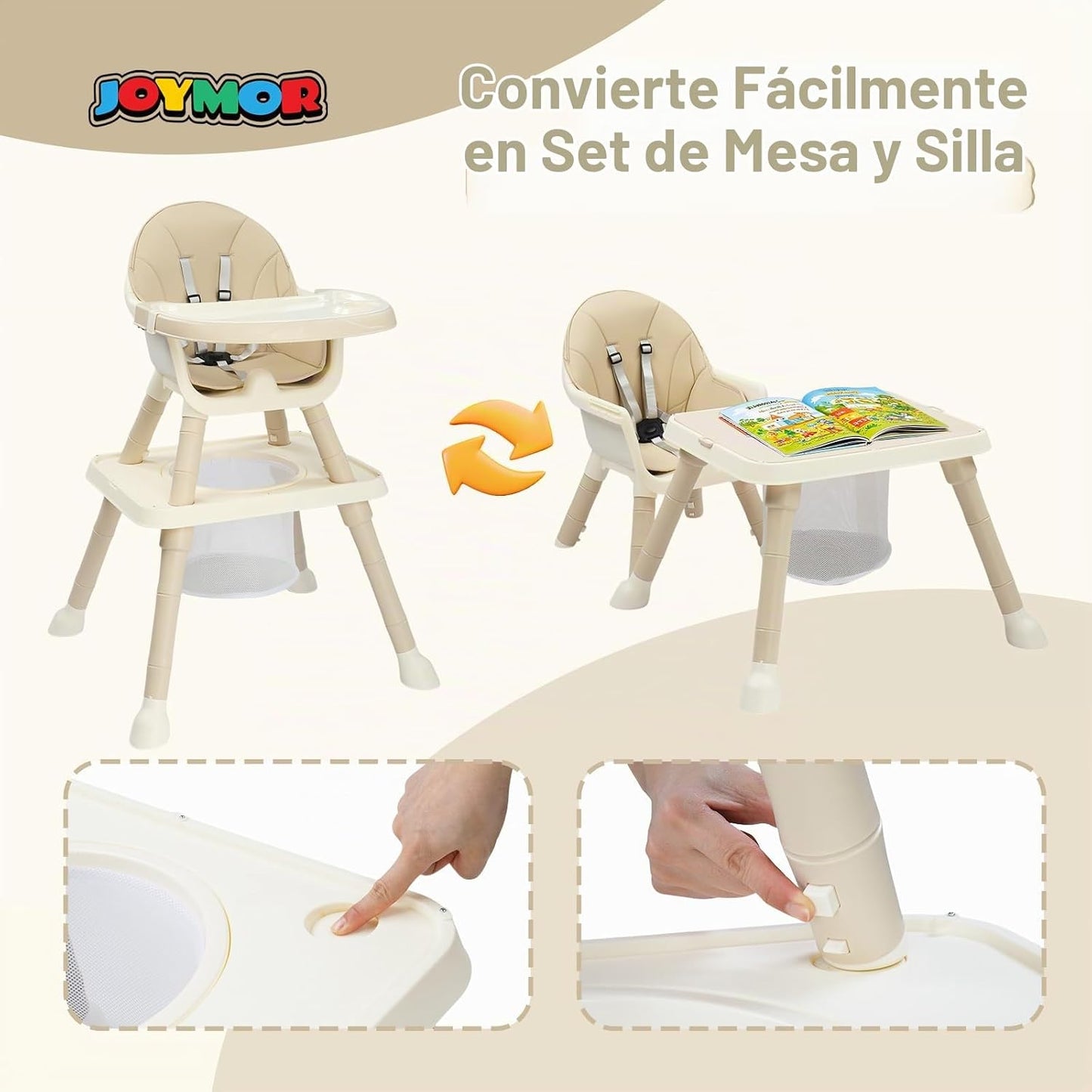 JOYMOR Silla alta 7 en 1 para bebés y niños pequeños, mesa y silla...