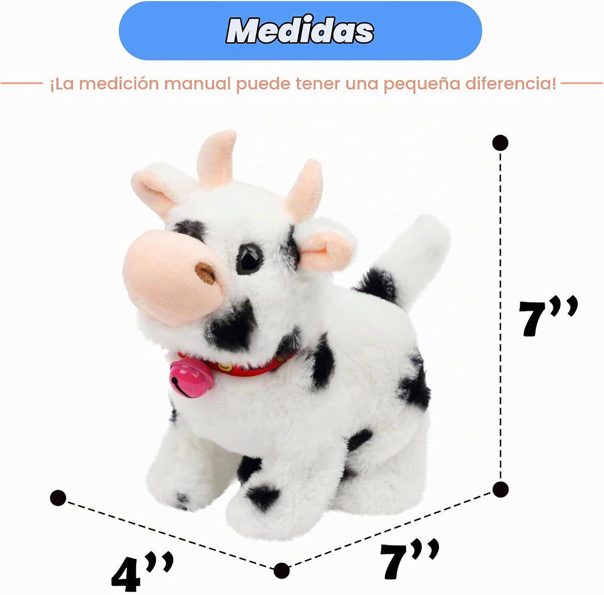 Hopearl Vaca caminante interactiva, juguete electrónico de peluche...