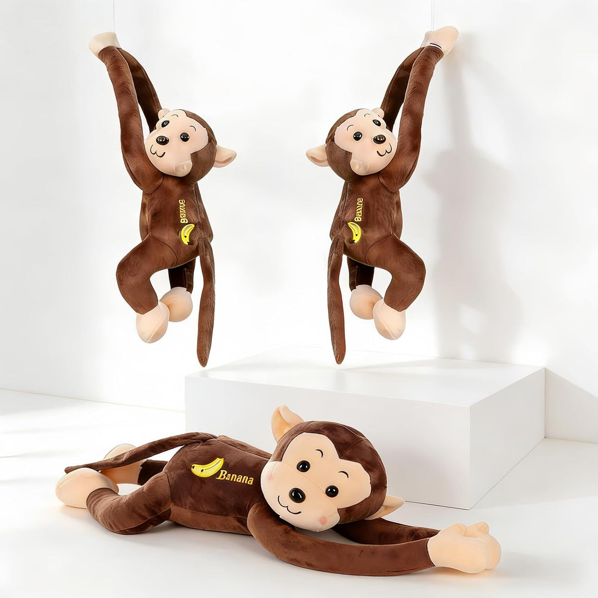 LHTWLF Adorable mono de peluche, mono de peluche colgante de brazo...