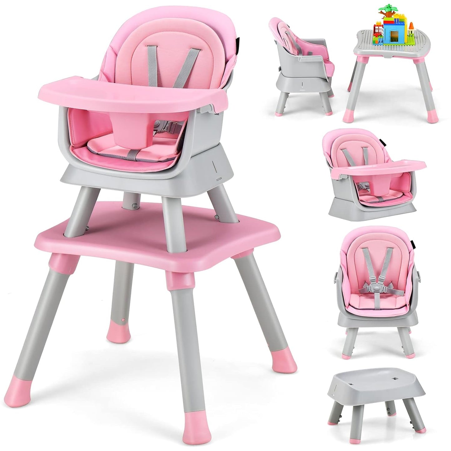 HONEY JOY Silla alta 8 en 1 para bebé, silla alta convertible para...