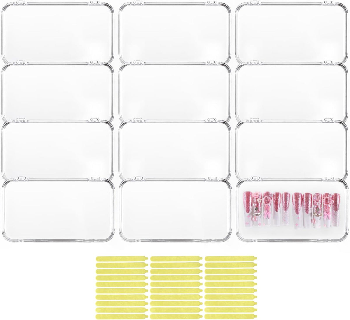 JynJyn 12 fundas de uñas postizas grandes, 5.1 x 2.95 pulgadas, con...