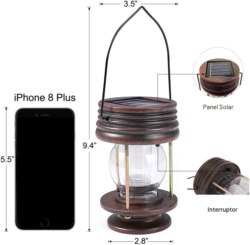 pearlstar Farol solar para exteriores, impermeables, colgantes para...