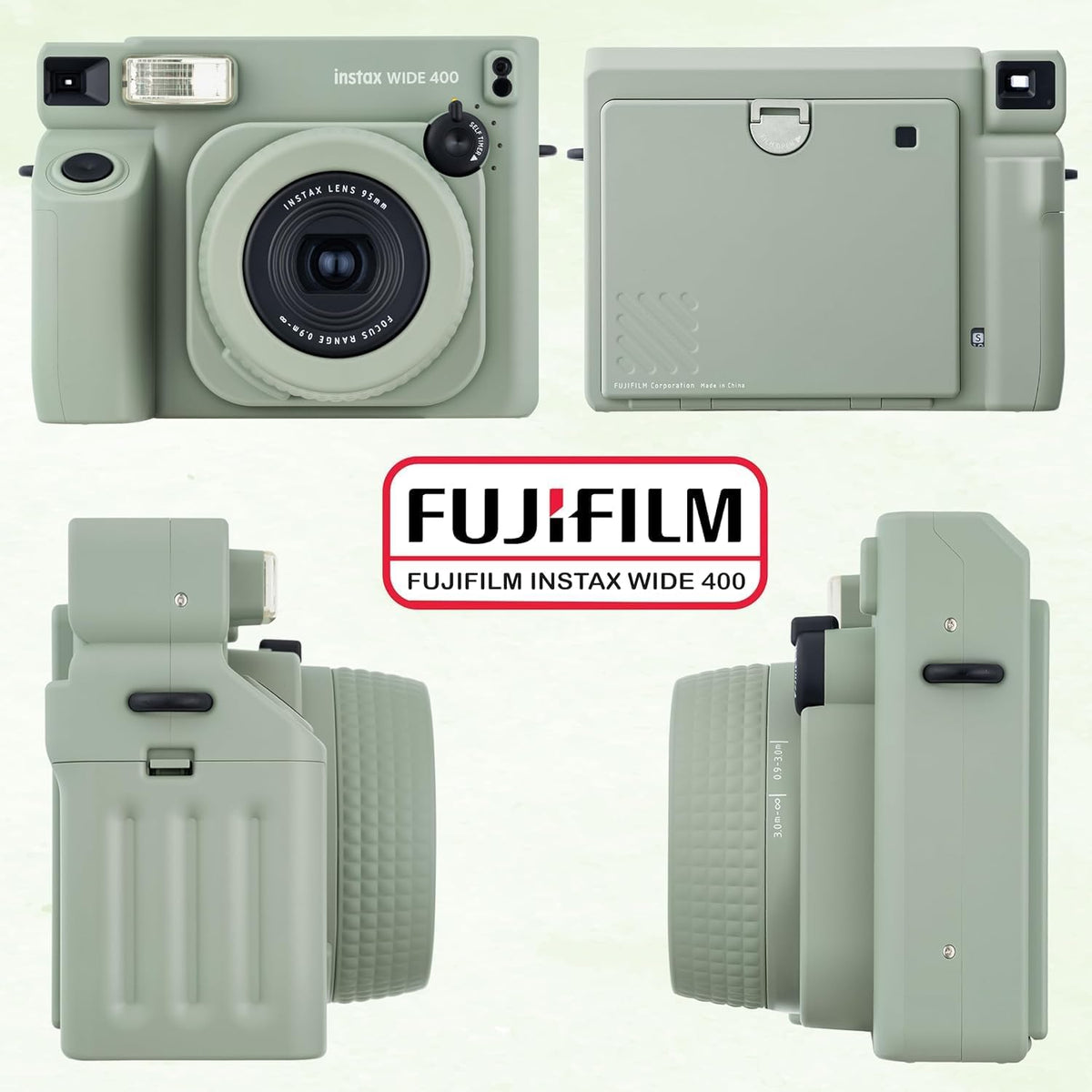 Fujifilm Cámara instantánea Instax Wide 400 (Verde Salvia) + Pelícu...