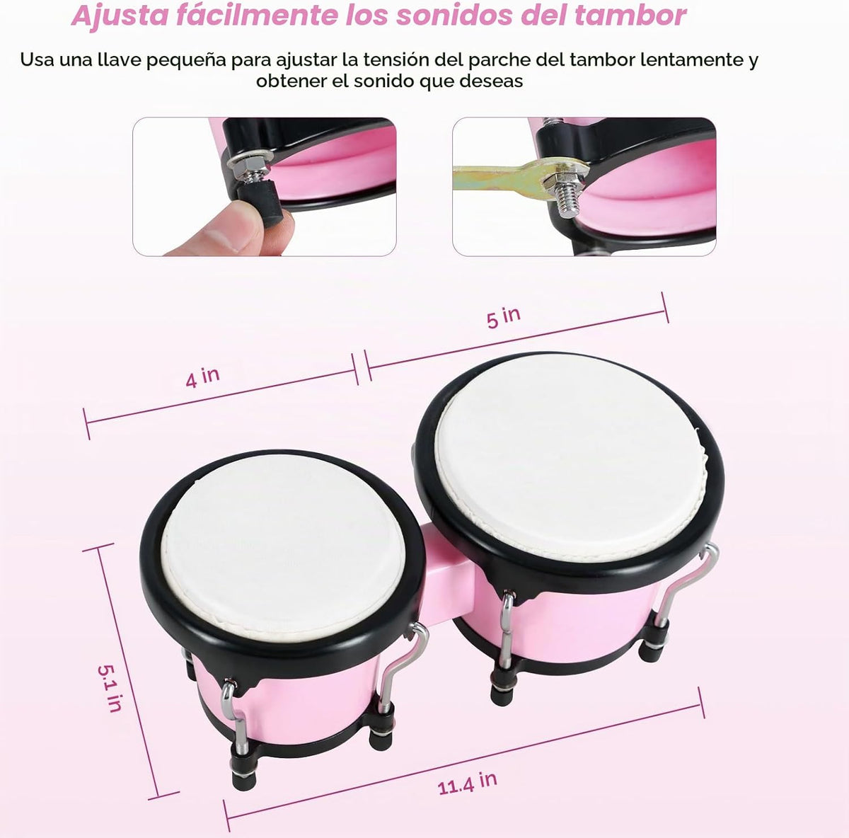 VANPHY Juego de Tambores Bongo de 4'' y 5'' para Ni...